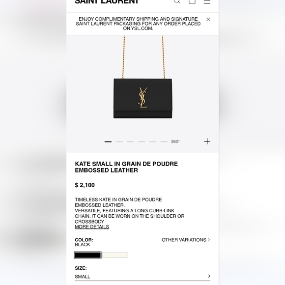 KATE SMALL IN GRAIN DE POUDRE EMBOSSED LEATHER - Picture 2 of 10